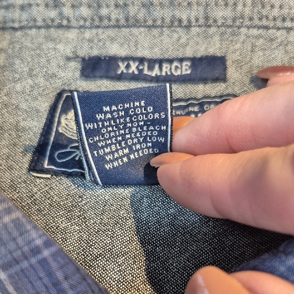 American Rag Men's XXL Long Sleeve Button Down Plaid Shirt - Blue and White - Picture 3 of 15